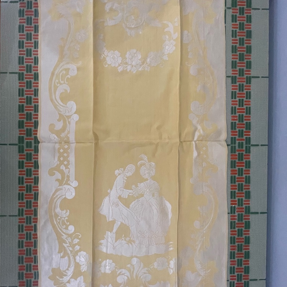Vintage Yellow and Cream Toile Linen